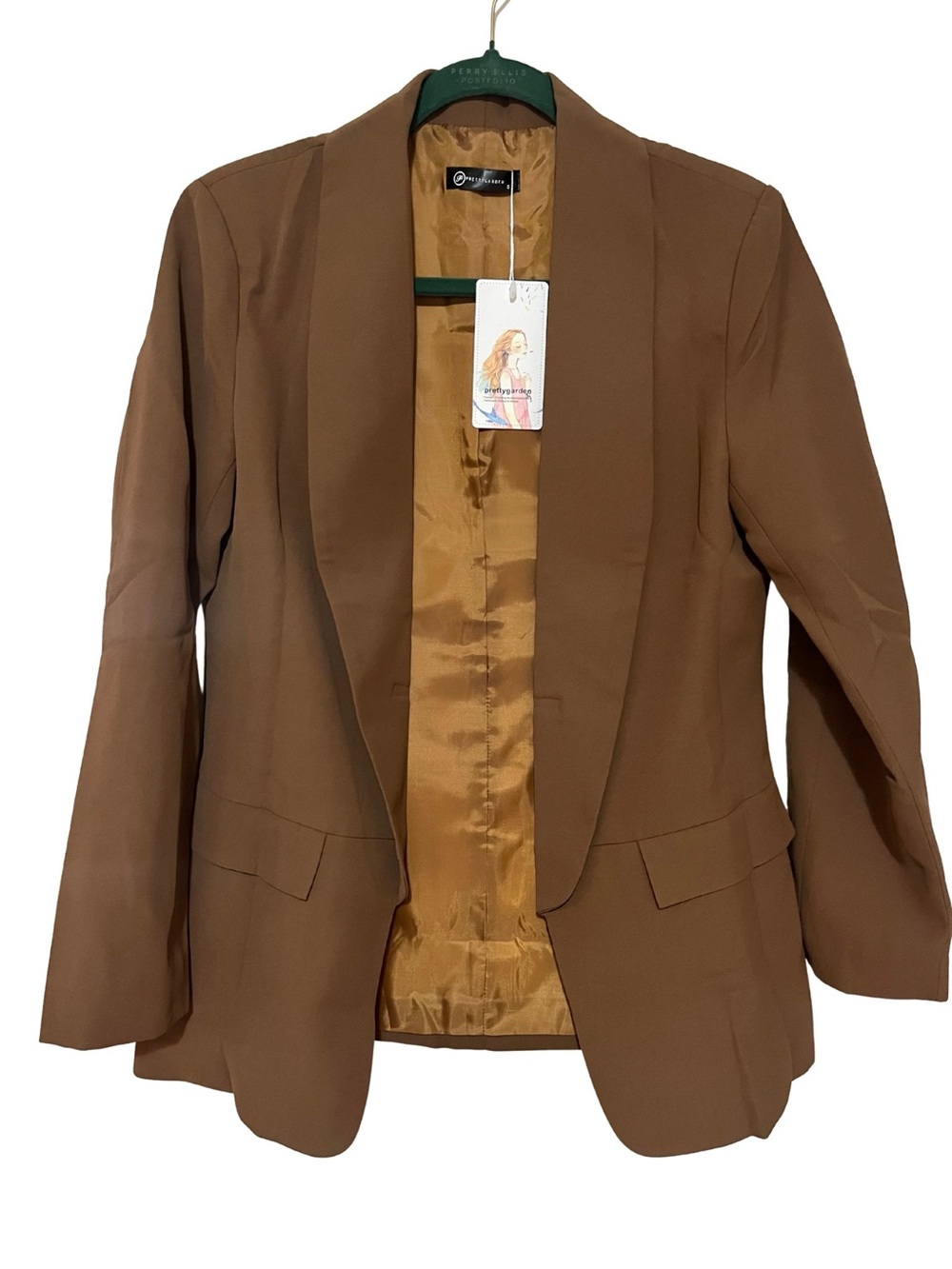 Women’s Brown Open-Front Blazer by PrettyGarden